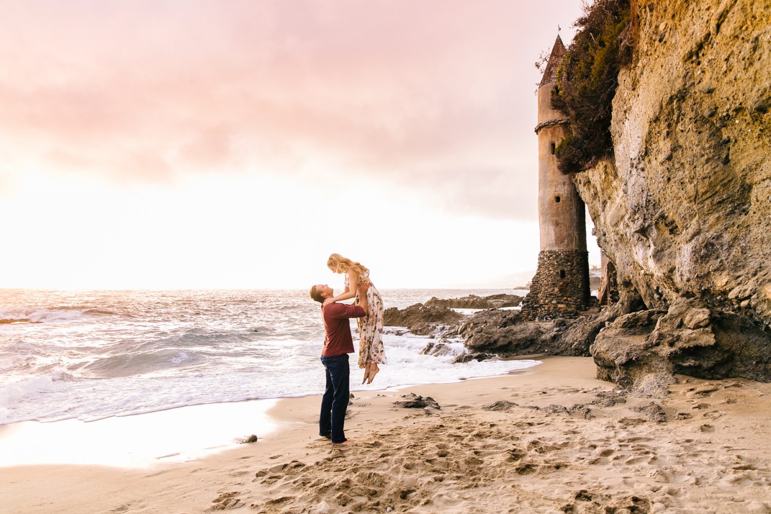 romantic engagement photos on the beach in laguna